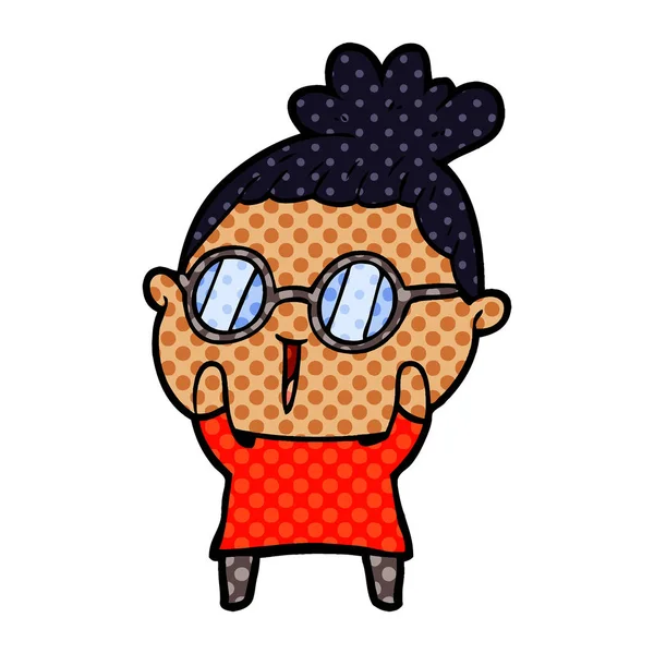 Mujer Dibujos Animados Con Gafas — Vector de stock