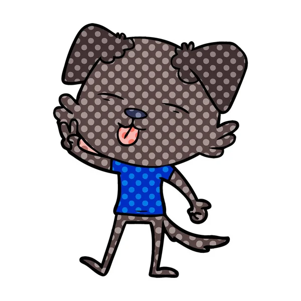 Çizgi filmdeki köpek dilini çıkartıyor.