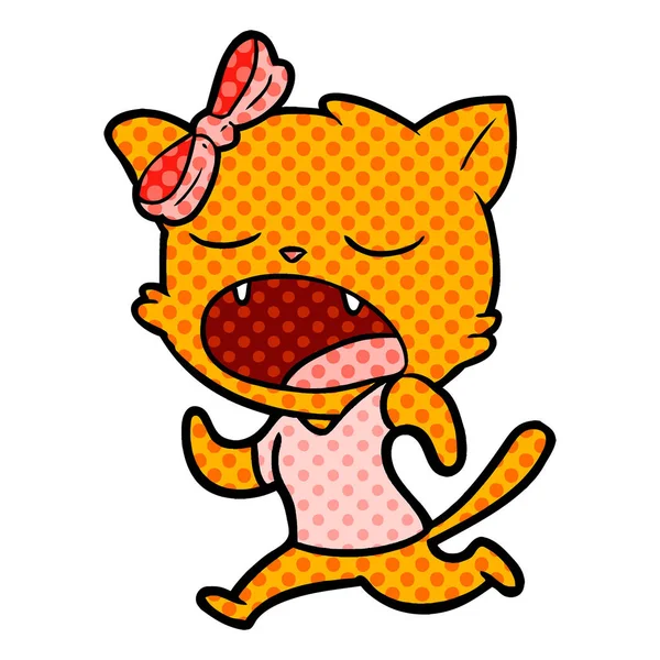 vektör çizim karikatür esneme kedi