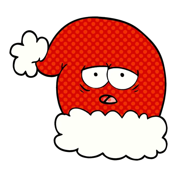Noel karikatür Noel Baba şapkası ile yorgun yüz