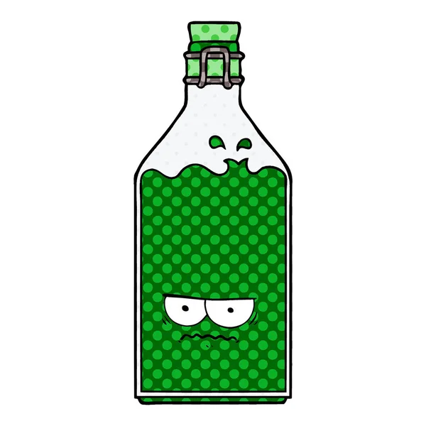 Illustrazione Vettoriale Della Vecchia Bottiglia Del Fumetto — Vettoriale Stock