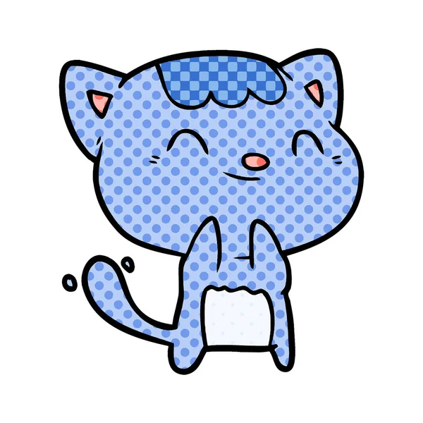逗人喜爱的卡通快乐小猫 — 图库矢量图片