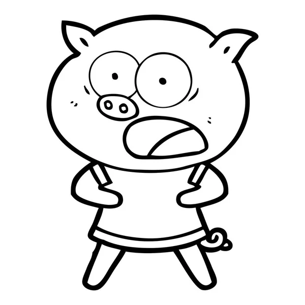 Vector Illustration Cartoon Pig Shouting — Stock Vector