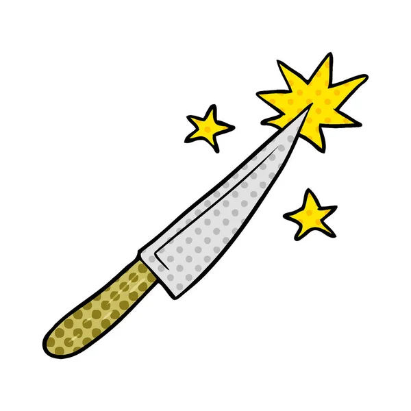 Cuchillo Cocina Afilado Dibujos Animados — Vector de stock