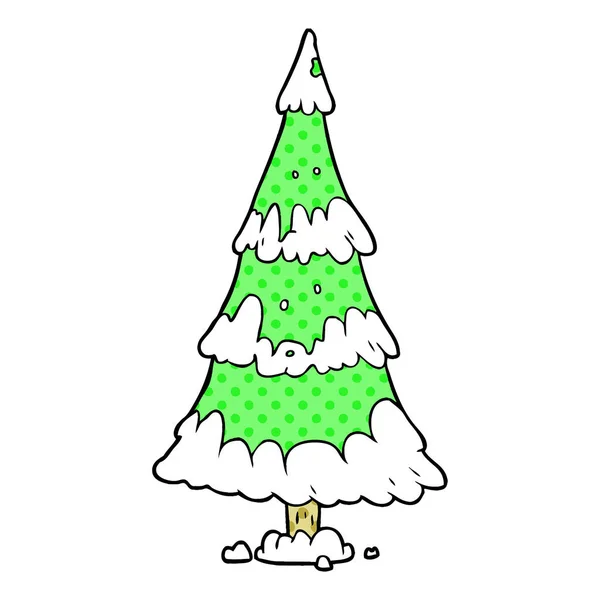 Snow covered christmas tree cartoon — Stock Vector © lineartestpilot