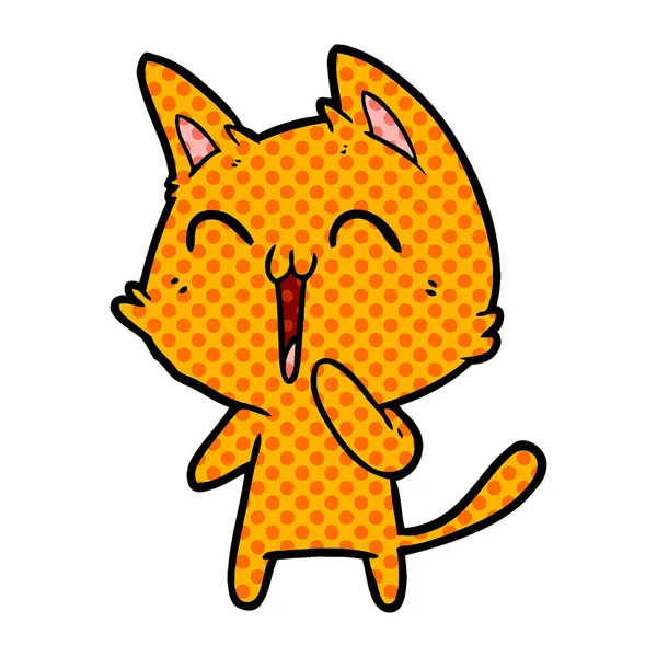 Happy Cartoon Cat Meowing — Stock Vector