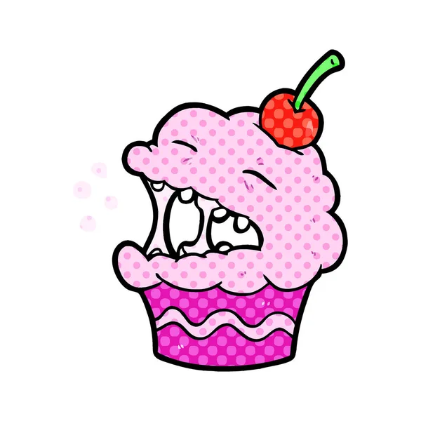 Vektorillustration Tecknad Cupcake — Stock vektor