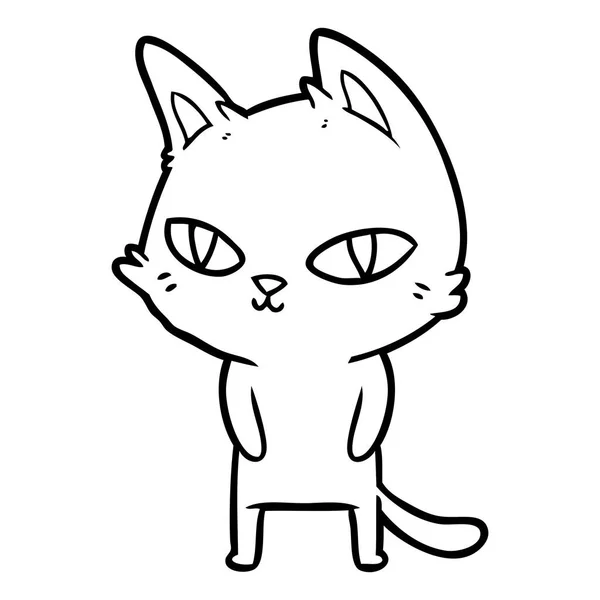 Gato Dibujos Animados Con Ojos Brillantes — Vector de stock