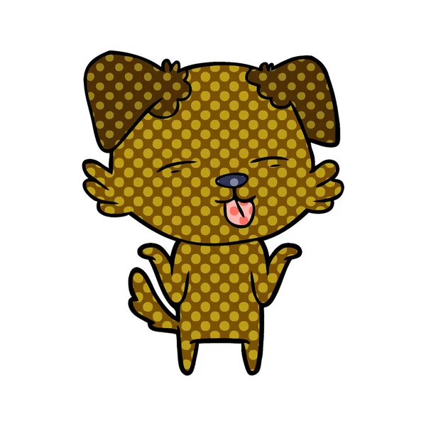 Çizgi filmdeki köpek dilini çıkartıyor.