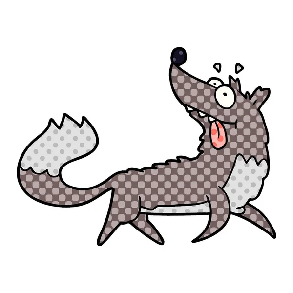 Vectorillustratie Van Cartoon Hongerige Wolf — Stockvector