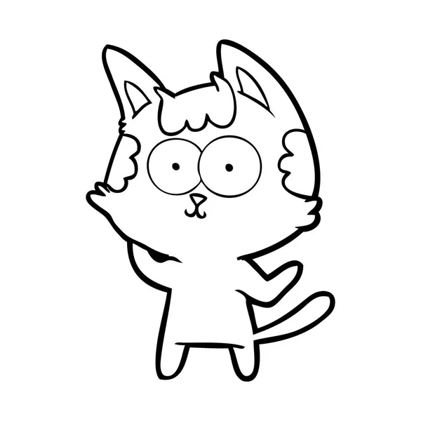 Vectorillustratie Van Happy Cartoon Kat — Stockvector