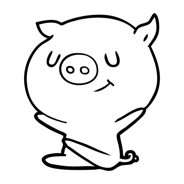 Vector Illustration Happy Cartoon Pig — Stock Vector