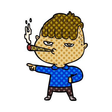 vektör çizim karikatür adam Sigara