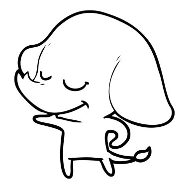 vektör çizim karikatür fil gülümseyen