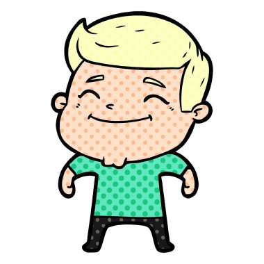 mutlu çizgi film adam vektör çizim