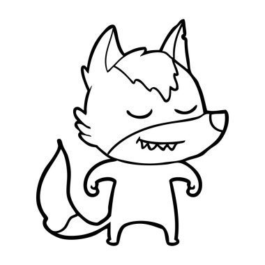 vektör çizim dostu karikatür kurt
