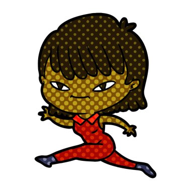 Çizgi filmdeki kadının vektör çizimi