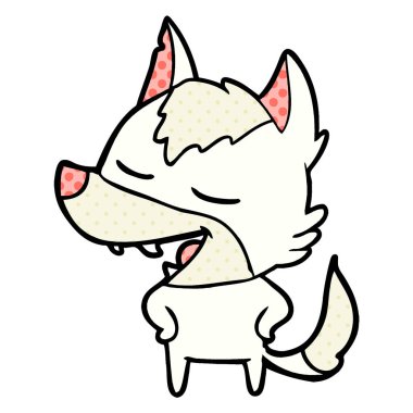 vektör çizim karikatür kurt gülen