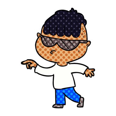 çizgi film çocuk işaret güneş gözlüğü takıyor