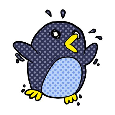 mutlu karikatür penguen vektör çizim