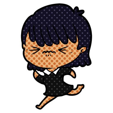 rahatsız çizgi film kız vektör çizim