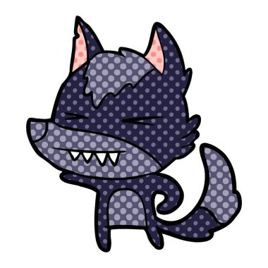 vektör çizim öfkeli wolf çizgi film