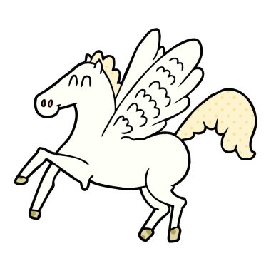 vektör çizim karikatür kanatlı at