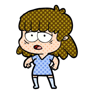 vektör çizim karikatür yorgun kadın