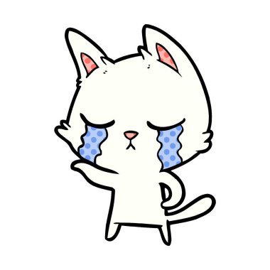 vektör çizim karikatür kedi ağlama