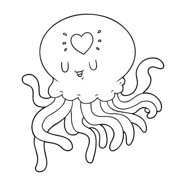 Çizgi film denizanası aşık