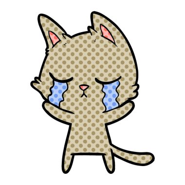 vektör çizim karikatür kedi ağlama