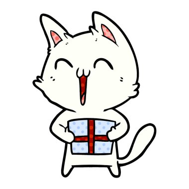 vektör çizim karikatür mutlu kedi