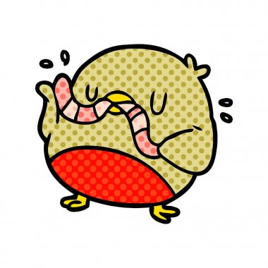 karikatür kuş solucan yeme