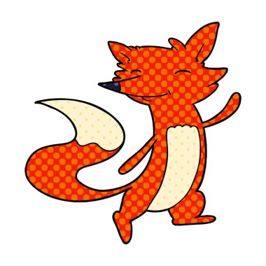 Vektör çizim karikatür mutlu Fox