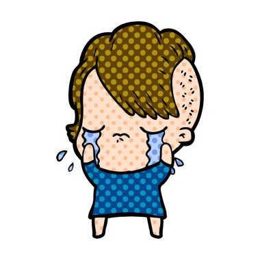 Ağlayan kızın vektör çizimi