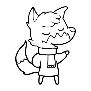 vektör çizim dostu karikatür Fox