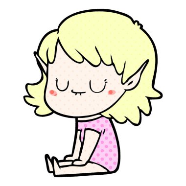 mutlu karikatür elf kızı