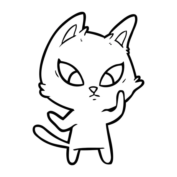 Vektorillustration Der Verwirrten Cartoon Katze — Stockvektor