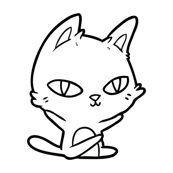 Vector Ilustración Dibujos Animados Gato Mirando — Archivo Imágenes Vectoriales