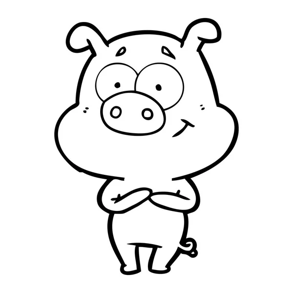 Ilustrație Vectorială Porcului Desene Animate Fericit — Vector de stoc