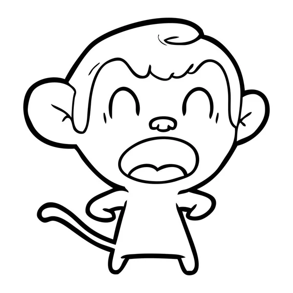 Vector Illustration Shouting Cartoon Monkey — Stock Vector