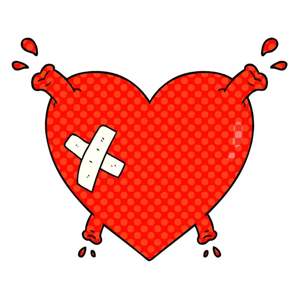 Coração Dos Desenhos Animados Esguichando Sangue — Vetor de Stock