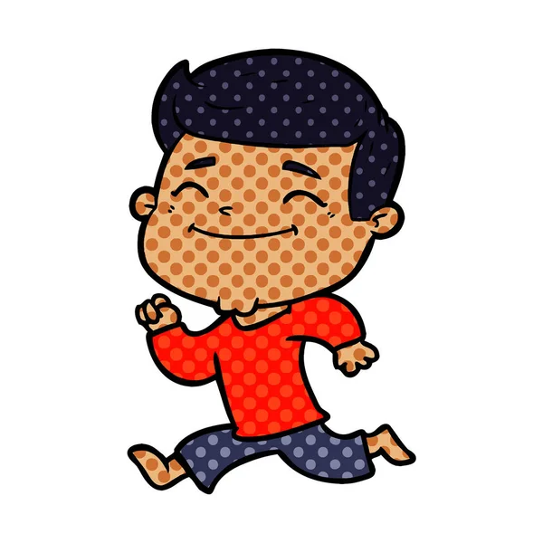 Cartoon Šťastný Muž Běží — Stockový vektor