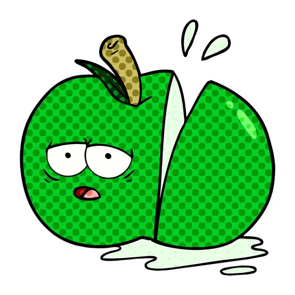 Vektorillustration Von Cartoon Geschnittenen Apfel — Stockvektor