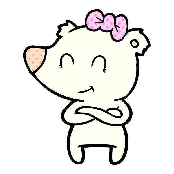 Femmina Orso Polare Cartone Animato — Vettoriale Stock