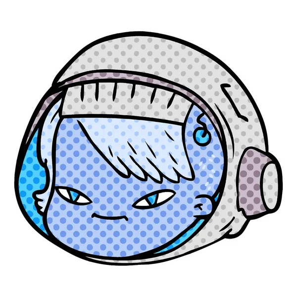漫画宇宙飛行士の顔のベクトル イラスト — ストックベクタ