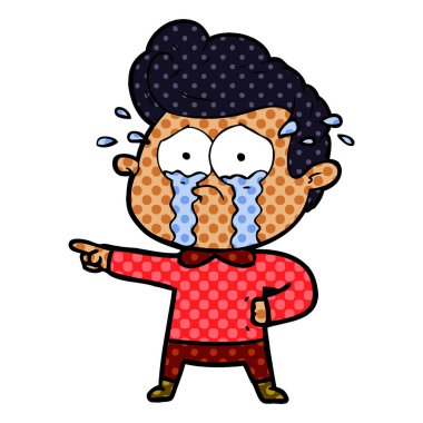 adam ağlıyor çizgi film vektör çizim