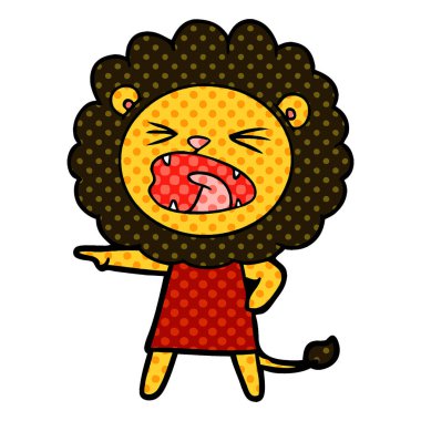 vektör çizim karikatür kızgın aslan