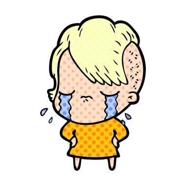 Ağlayan kızın vektör çizimi
