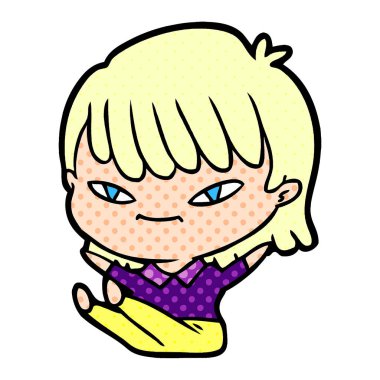 Çizgi filmdeki kadının vektör çizimi